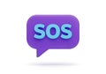 Purple speech bubble with sos message Royalty Free Stock Photo