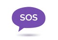 Purple speech bubble with sos message Royalty Free Stock Photo