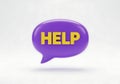 Purple speech bubble with yellow help text Royalty Free Stock Photo