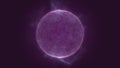 A purple sphere with a grainy, agitating surface emitting vortices of particles.