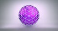 Purple sphere and polygonal wireframe 3D illustration