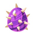 Purple Spiky Egg With Stripes, Fantastic Natural Element Egg-Shaped Bright Color Vector Icon Royalty Free Stock Photo