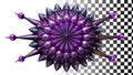 Purple spiky sphere, abstract decorative element png transparent image Generative AI