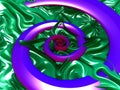 Purple spiral in green material Royalty Free Stock Photo