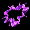 Purple Splash Liquid Black Background. 3d Illustration, 3d Rendering