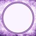 Purple splatter grunge texture frame. Lilac circle button in center. Purple and lilac border accents.