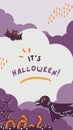 Purple Spooky Cute Happy Halloween Illustration Instagram Story