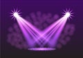 Purple spotlights. Scene. Light Effects. Royalty Free Stock Photo