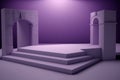 Purple square blank premium podium for product advertising.