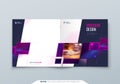 Purple Square Brochure Cover Template Layout Design. Corporate business annual report, catalog, magazine or flyer mockup Royalty Free Stock Photo