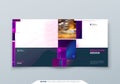 Purple Square Brochure Cover Template Layout Design. Corporate business annual report, catalog, magazine or flyer mockup Royalty Free Stock Photo