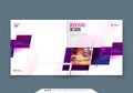 Purple Square Brochure Cover Template Layout Design. Corporate business annual report, catalog, magazine or flyer mockup Royalty Free Stock Photo