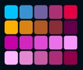 a purple square color swatch on a black background, a purple and pink square with a purple and pink square pantone Royalty Free Stock Photo