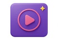 Purple square with play button and star Royalty Free Stock Photo