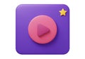 Purple square with play button and star Royalty Free Stock Photo