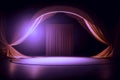 Purple stage with velvet curtains and spotlights. Royalty Free Stock Photo