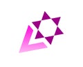Purple Star of David with a pink letter `V` Royalty Free Stock Photo