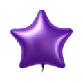 purple star helium balloon. Birthday balloon flying for party and celebrations. Isolated on white background