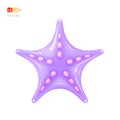 Purple Starfish. Cartoon Cute Funny Sea Animal. Vector Illustration Object isolated on white background. Realistic 3D vector Royalty Free Stock Photo