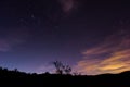 Purple starry night sky on the desert
