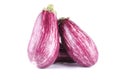 Purple striped aubergines on white Royalty Free Stock Photo