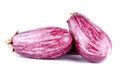 Purple striped aubergines on white Royalty Free Stock Photo