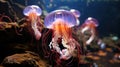 Purple-striped Jellyfish (Chrysaora colorata) Generative AI Royalty Free Stock Photo