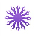 Purple Stylized Sun Design with Twelve Flame like Rays Royalty Free Stock Photo
