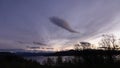 Purple Autumn sunset in Tingvoll fjord in Norway