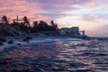 Purple sunset along the coast of Chelem, Mexico Royalty Free Stock Photo