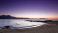 Purple sunset at Arinella plage in Corsica