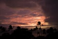 Purple Sunset Clouds over Ocean as Hurricane Weather Approaches Royalty Free Stock Photo