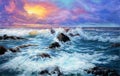 Purple sunset over ocean Royalty Free Stock Photo