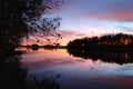 Purple sunset over Karelian lake