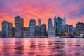 Purple sunset over Manhattan, New York City, USA Royalty Free Stock Photo