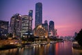 Purple sunset over the Melbourne city Royalty Free Stock Photo