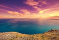 Purple sunset over the sea Royalty Free Stock Photo