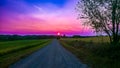 Purple sunset sky on a magical night in September