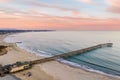 Sunset sky over Ventura beach with a long pier, California, USA Royalty Free Stock Photo