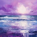 Purple Waves: A Romantic Moonlit Seascape Painting