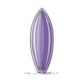 Purple surfboard standing upright vector illustration summer beach graphic design element Royalty Free Stock Photo