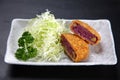 Purple sweet potato croquette on a dining table Royalty Free Stock Photo