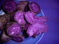 Purple sweet potato is a plant whose roots form tubers with high nutritional levels. Royalty Free Stock Photo