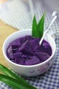 Purple sweet potato in sweet soup Royalty Free Stock Photo
