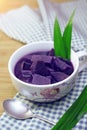 Purple sweet potato in sweet soup Royalty Free Stock Photo