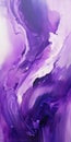 Intense Purple And White Abstract Painting With Fluid Brush Strokes