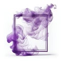 Purple swirling smoke square frame isolated on white background. Royalty Free Stock Photo