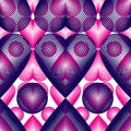 Purple symmetric seamless pattern with overlapping decorative he