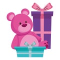 Purple teddy bear cartoon symbol cartoons