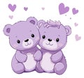 Purple Teddy Bear Friends